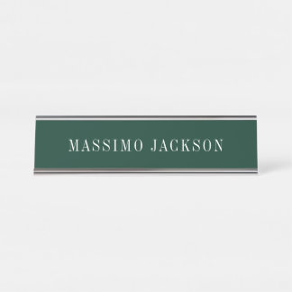 Porte-nom Pour Bureau Vert foncé minimaliste uni moderne 