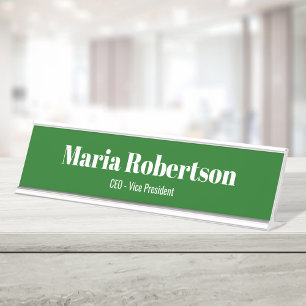 Porte-nom Pour Bureau Vert minimaliste simple pour l'entreprise