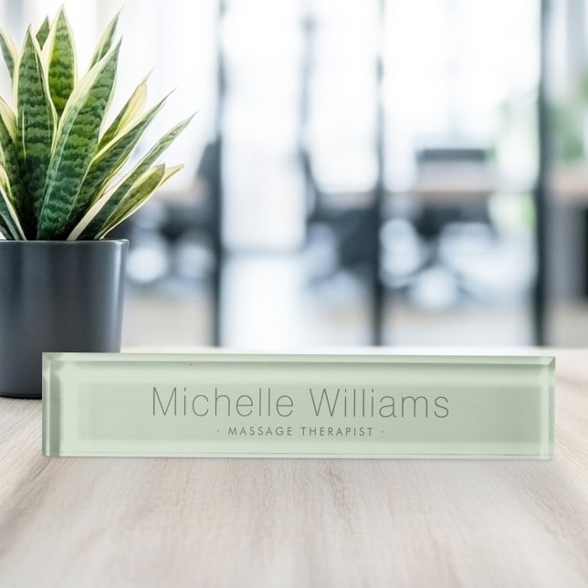 Porte-nom Pour Bureau Vert vert moderne tendance sauge vert moderne mini (Trendy light sage green modern minimal desk name plate)