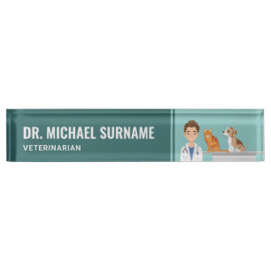 Porte-nom Pour Bureau Vétérinaire Homme Clinique vétérinaire Animal de c