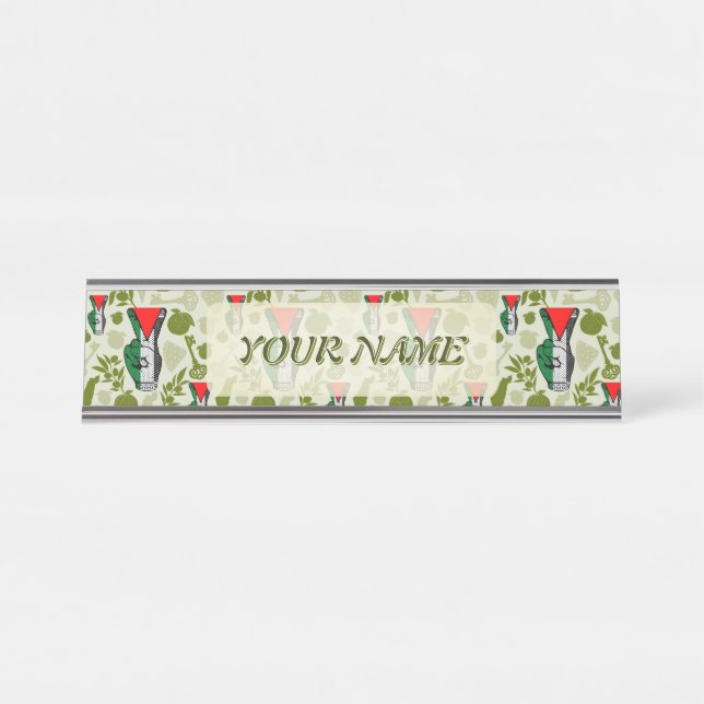 Porte-nom Pour Bureau Victory Sign Hand Resistance Red Triangle Symbol (Devant)