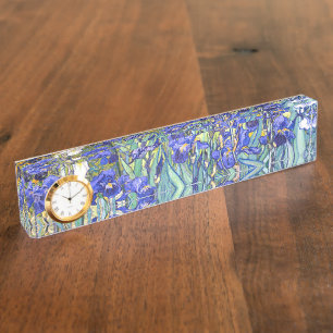 Porte-nom Pour Bureau Vincent Van Gogh Irises Floral Vintage Fine Art