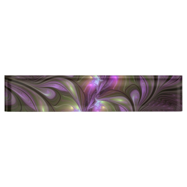 Porte-nom Pour Bureau Violet Abstrait violet violet kaki fractal (Devant)