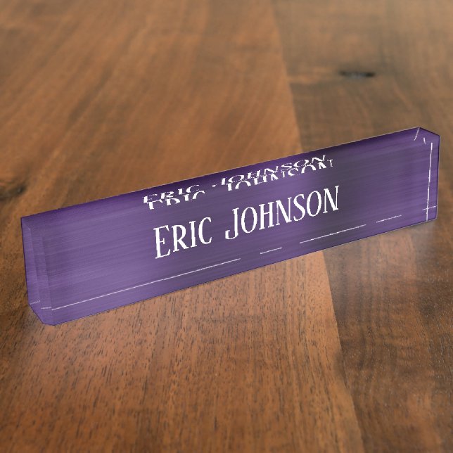 Porte-nom Pour Bureau Violet foncé faux métal moderne (Taille)