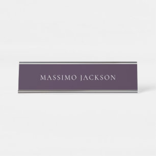Porte-nom Pour Bureau Violet foncé minimaliste uni moderne 