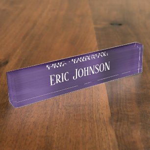 Porte-nom Pour Bureau Violet foncé violet violet Faux Foil moderne