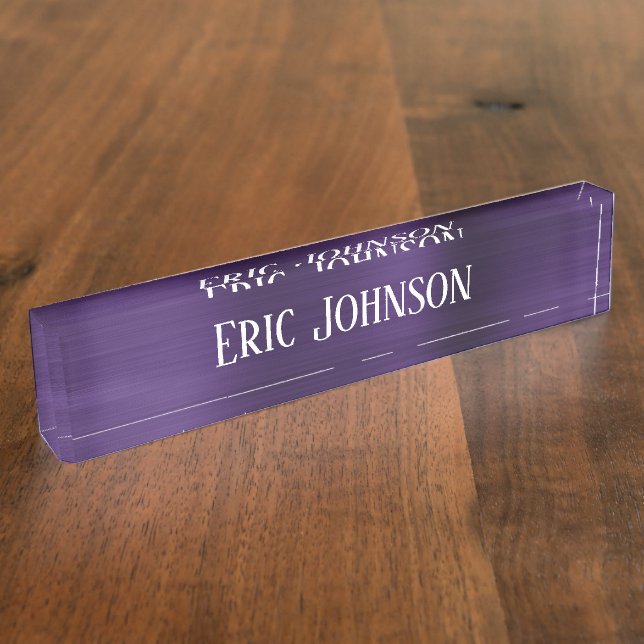 Porte-nom Pour Bureau Violet foncé violet violet Faux Foil moderne (Taille)