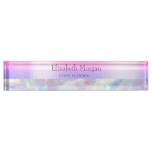 Porte-nom Pour Bureau Violet holographique tendance cool