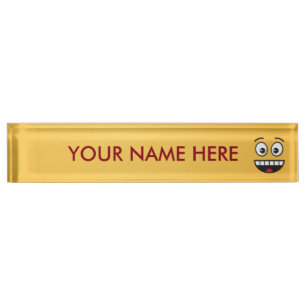 Porte-nom Pour Bureau Visage souriant avec bouche ouverte