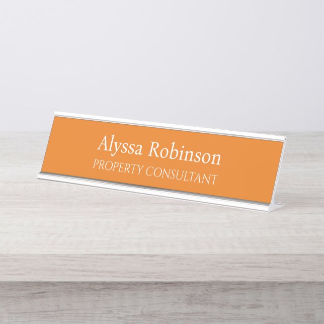 Porte-nom Pour Bureau Vivid Orange Professional Desk Name Plate (Devant)