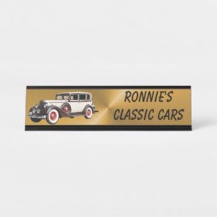 PORTE-NOM POUR BUREAU VOITURES SUR OR BRUSHED