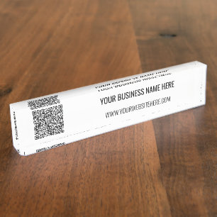 Porte-nom Pour Bureau Votre code QR et texte personnalisé promotionnel m