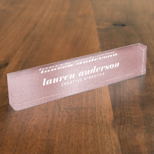 Porte-nom Pour Bureau Votre logo ici Rose Gold