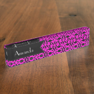 Porte-nom Pour Bureau Votre nom - damassé, ornements, tourbillonne -