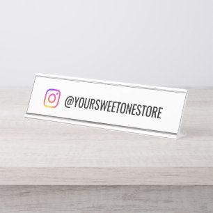 Porte-nom Pour Bureau Votre nom Instagram & icône de réseau social 