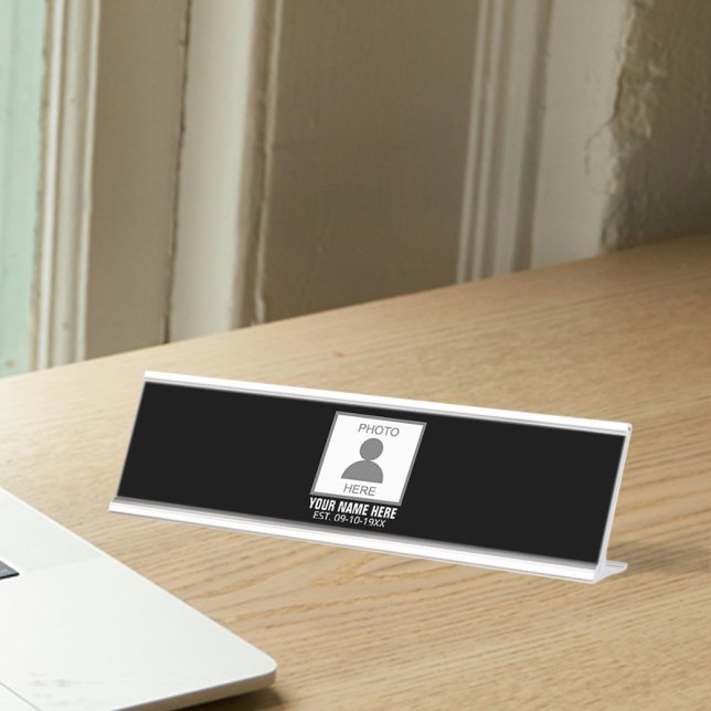 Porte-nom Pour Bureau Votre photo ici Nom et âge (Créateur téléchargé)