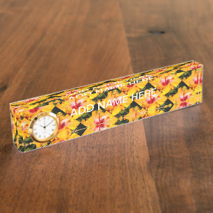 Porte-nom Pour Bureau Vue latérale de l'Hibiscus orange