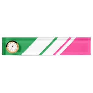 Porte-nom Pour Bureau Watermelon Rose Vert Blanc Rouge Grilles Horloge