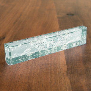 Porte-nom Pour Bureau Waves Blue Green