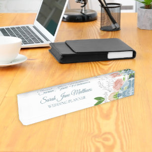 Porte-nom Pour Bureau Wedding planner élégant bleu pâle élégant