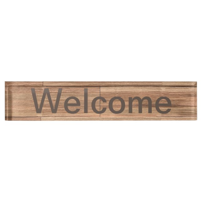 Porte-nom Pour Bureau Welcome color wood art (Devant)