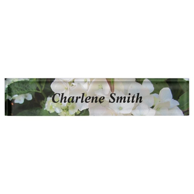 Porte-nom Pour Bureau White Hydrangeas (Devant)