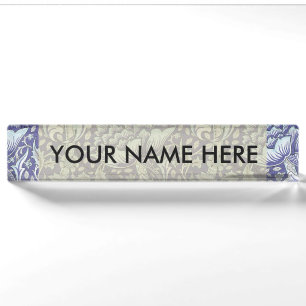 Porte-nom Pour Bureau William Morris Windrush Motif Bleu Floral
