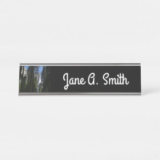 Porte-nom Pour Bureau Yosemite Falls et Woods Paysage Photographie