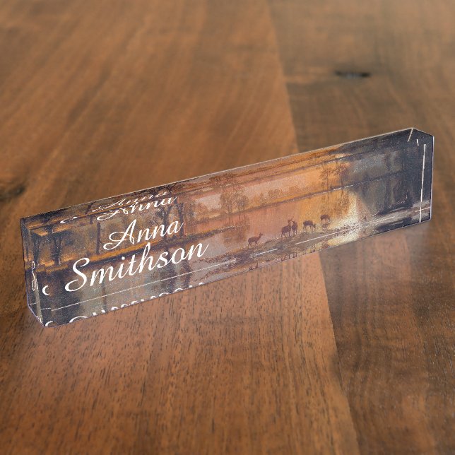 Porte-nom Pour Bureau Yosemite Lake Deer Wildlife Desk Nom Plate (Taille)