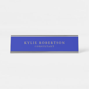 Porte-nom Pour Bureau Zaffre Bleu Or Couleurs Professionnel Moderne tend