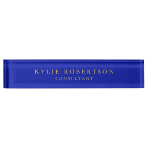 Porte-nom Pour Bureau Zaffre Bleu Or Couleurs Professionnel Moderne tend