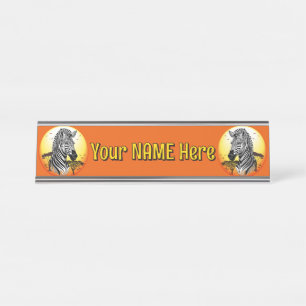 Porte-nom Pour Bureau Zebra African Savanna Wild Animal