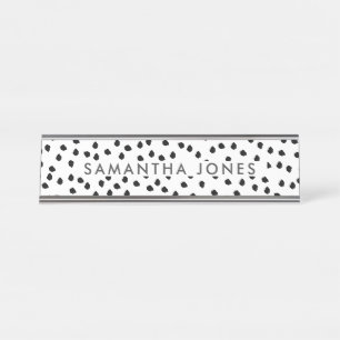 Porte-nom Pour Bureau Zones Dalmatiennes Noir et Blanc Simple moderne
