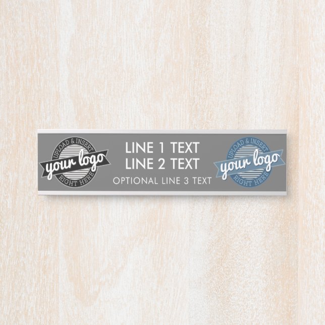 Porte-nom Pour Porte 2 Logos avec 3 lignes de texte (Devant)