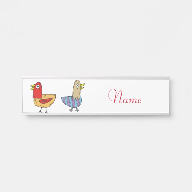 Porte-nom Pour Porte 4 Oiseaux amusants Thunder_Cove (Devant)