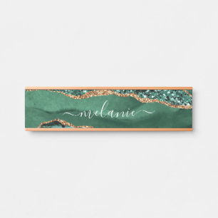 Porte-nom Pour Porte Agate Green Parties scintillant Marbre Votre nom P