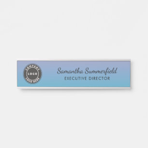 Porte-nom Pour Porte Ajouter un logo bleu violet ombré directeur exécut