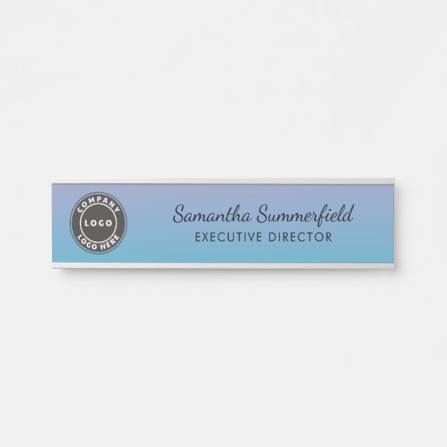 Porte-nom Pour Porte Ajouter un logo bleu violet ombré directeur exécut (Devant)