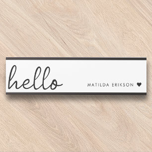 Porte-nom Pour Porte Allo minimal   Coeur moderne propre blanc simple