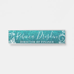 Porte-nom Pour Porte Aqua Parties scintillant Business Office Entrepris