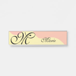 Porte-nom Pour Porte Aquarelle orange jaune rétro ajouter votre monogra