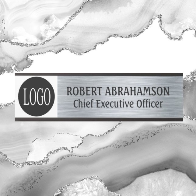 Porte-nom Pour Porte Argent moderne Votre logo de porte (Créateur téléchargé)