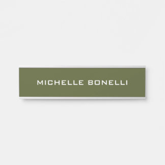 Porte-nom Pour Porte Armée Vert minimaliste Plat Lisible Moderne