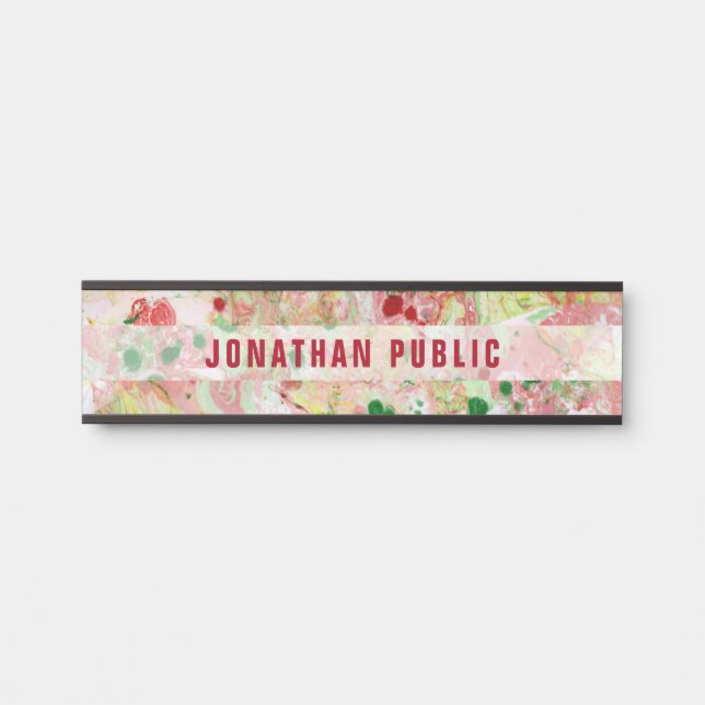 Porte-nom Pour Porte Art Abstrait moderne Modèle tendance Élégant (Devant)