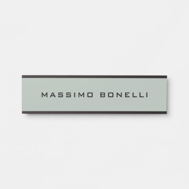 Porte-nom Pour Porte Ash Grey Minimalist Plain Legible Modern (Devant)