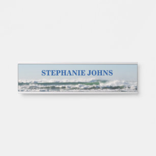 Porte-nom Pour Porte Beach Ocean Wave Nom monographique Cool bleu eau