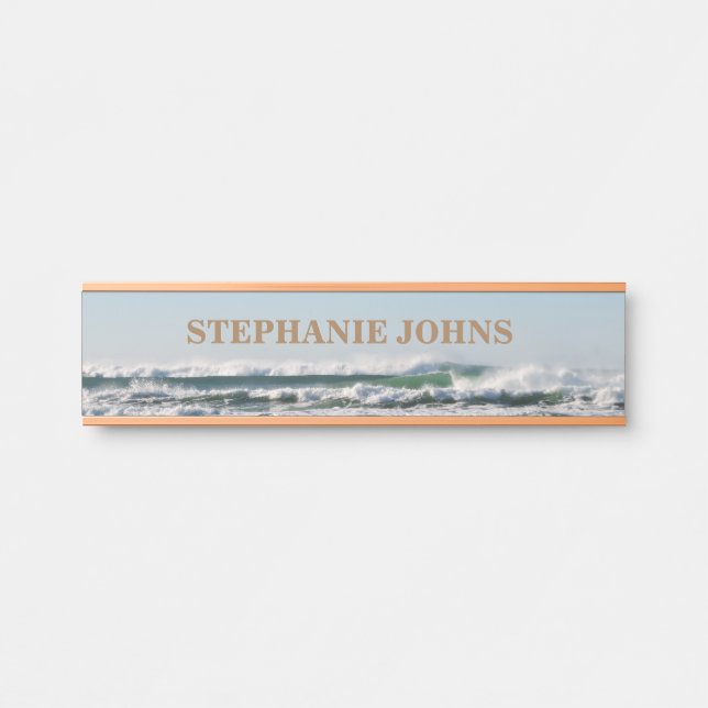Porte-nom Pour Porte Beach Ocean Wave Nom monographique Water Blue Cute (Devant)
