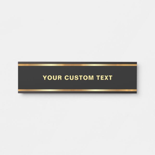 Porte-nom Pour Porte Black And Gold Template Elegant Your Custom Text (Devant)