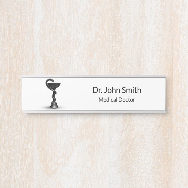 Porte-nom Pour Porte Black Snake Bowl Hygieia White Caduceus Médicale (Devant)