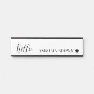 Porte-nom Pour Porte Blanc Minimaliste   Design Propre Cœur Moderne